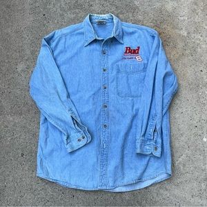 Chase Authentic Vintage Nascar Dale Earnhardt Jr. 8 Budweiser Denim Button-up